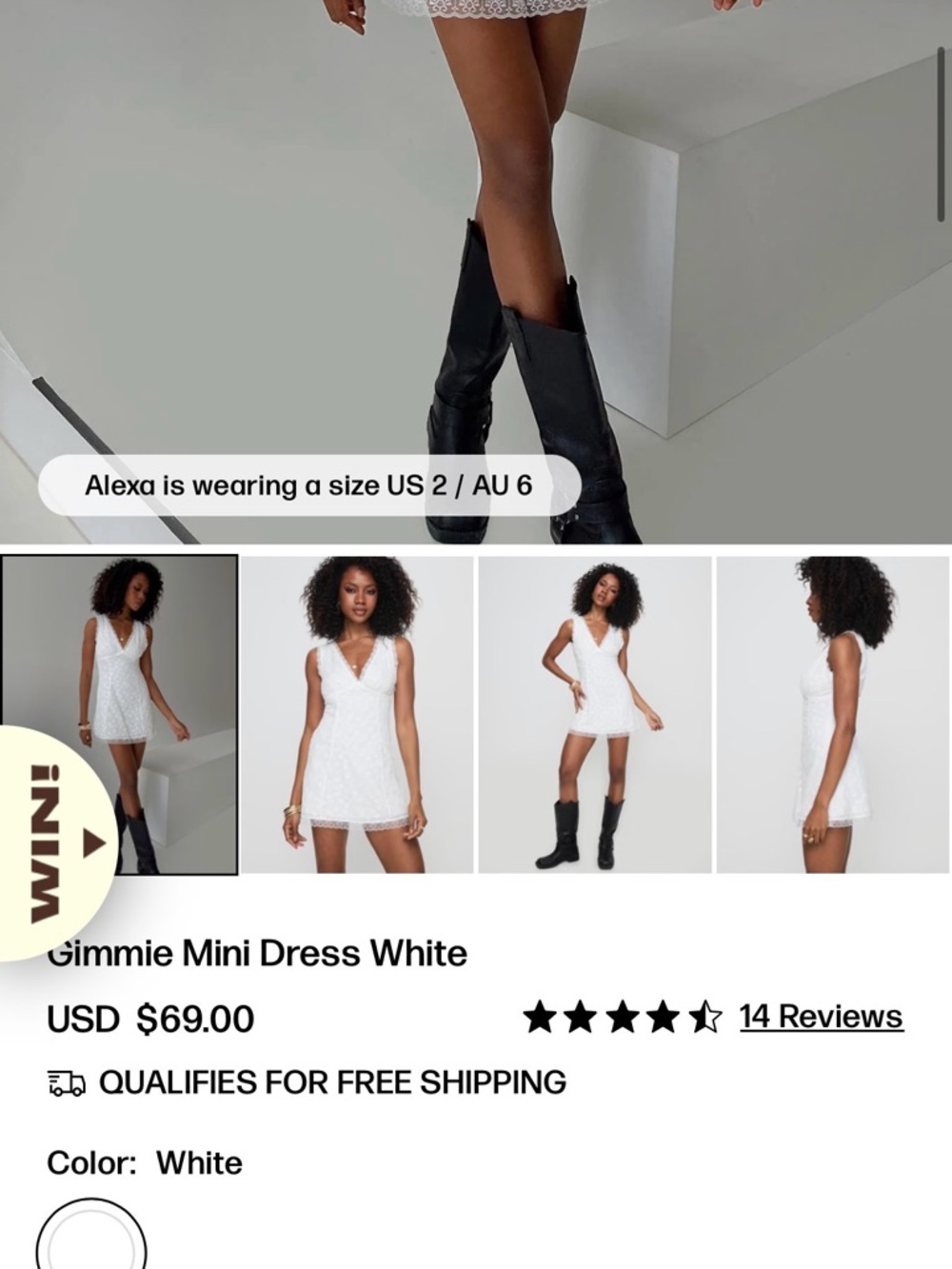 Princess Polly Gimmie Mini Dress in White - Delicate Embroidered Slip - Picture 7 of 9